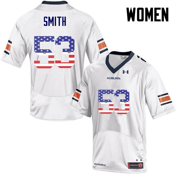 Women's Auburn Tigers #53 Clarke Smith USA Flag Fashion White College Stitched Football Jersey